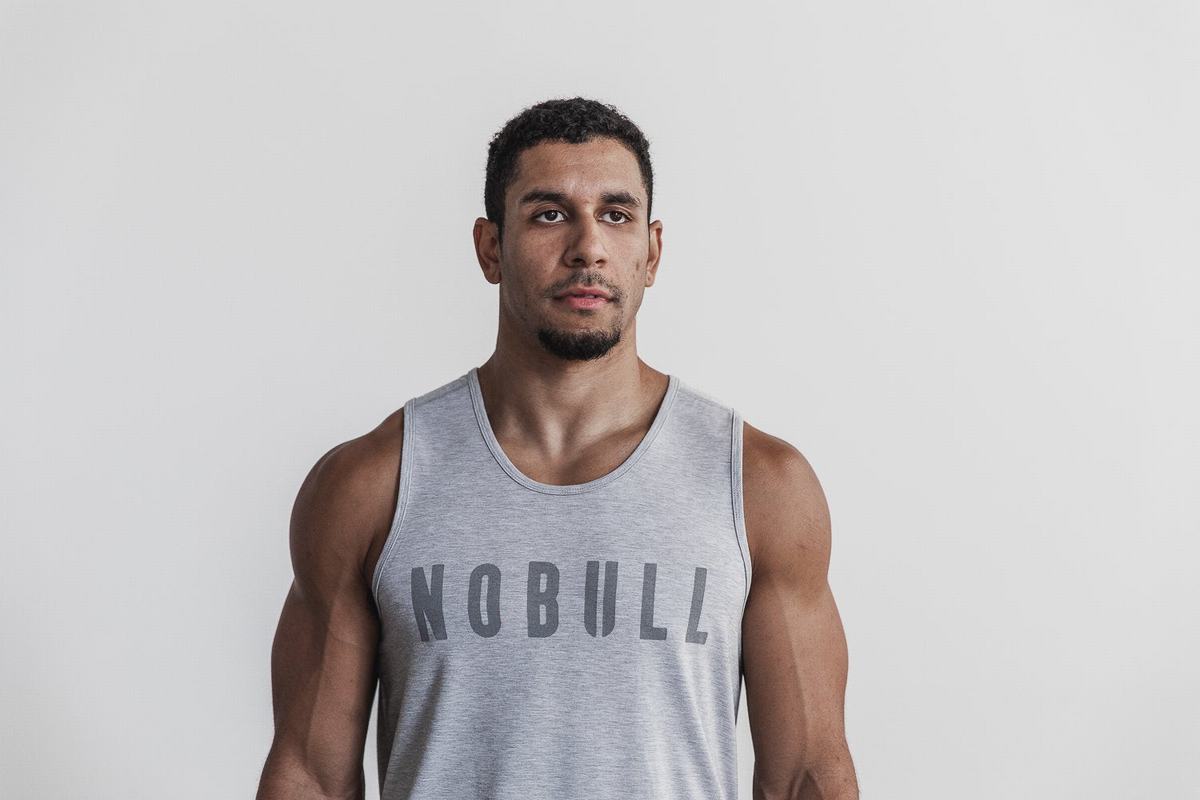 Nobull Men\'s Tank Tops Light Grey | Australia (HK0413)